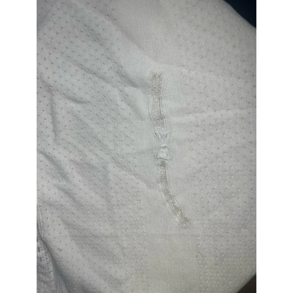Vintage Renzo Baby Blanket‎ Lace Edged Bows Ivory Italy